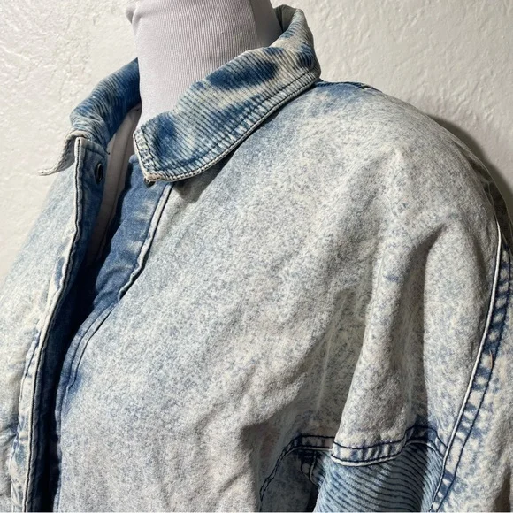 VTG Padded Denim Jacket 80S BE IN THE CURRENT SEEN ACID WASH Womens M - Picture 5 of 9